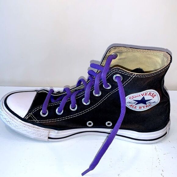 Converse Chuck Taylor All Star | High Top Sneaker Black Purple Teal Custom - Picture 5 of 11